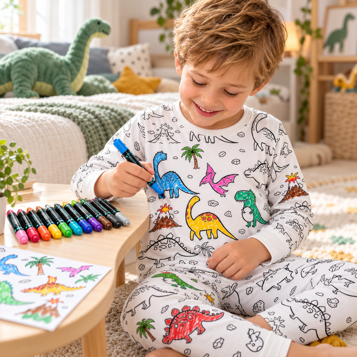 ילד צובע בעצמו את פיגמת SketchWear עם הטושים