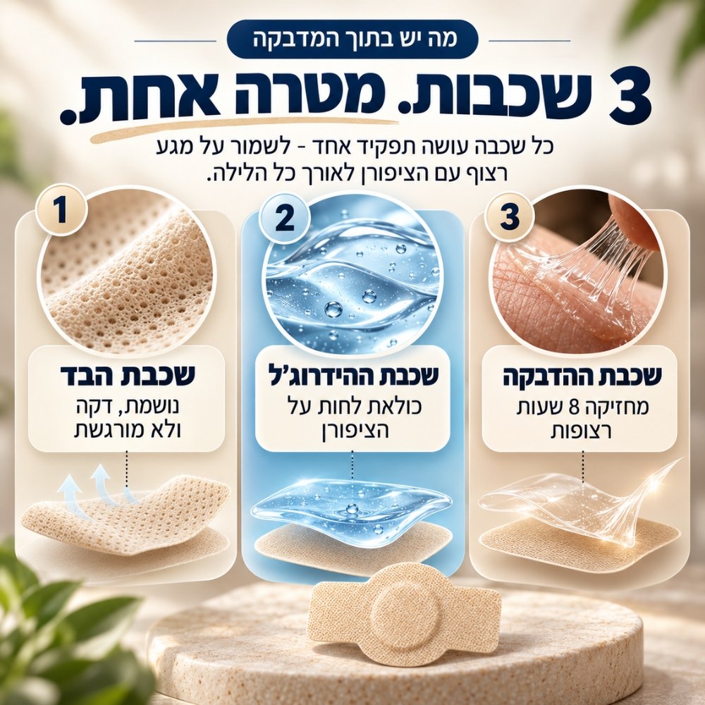 מבנה מדבקת הידרוג'ל בשלוש שכבות