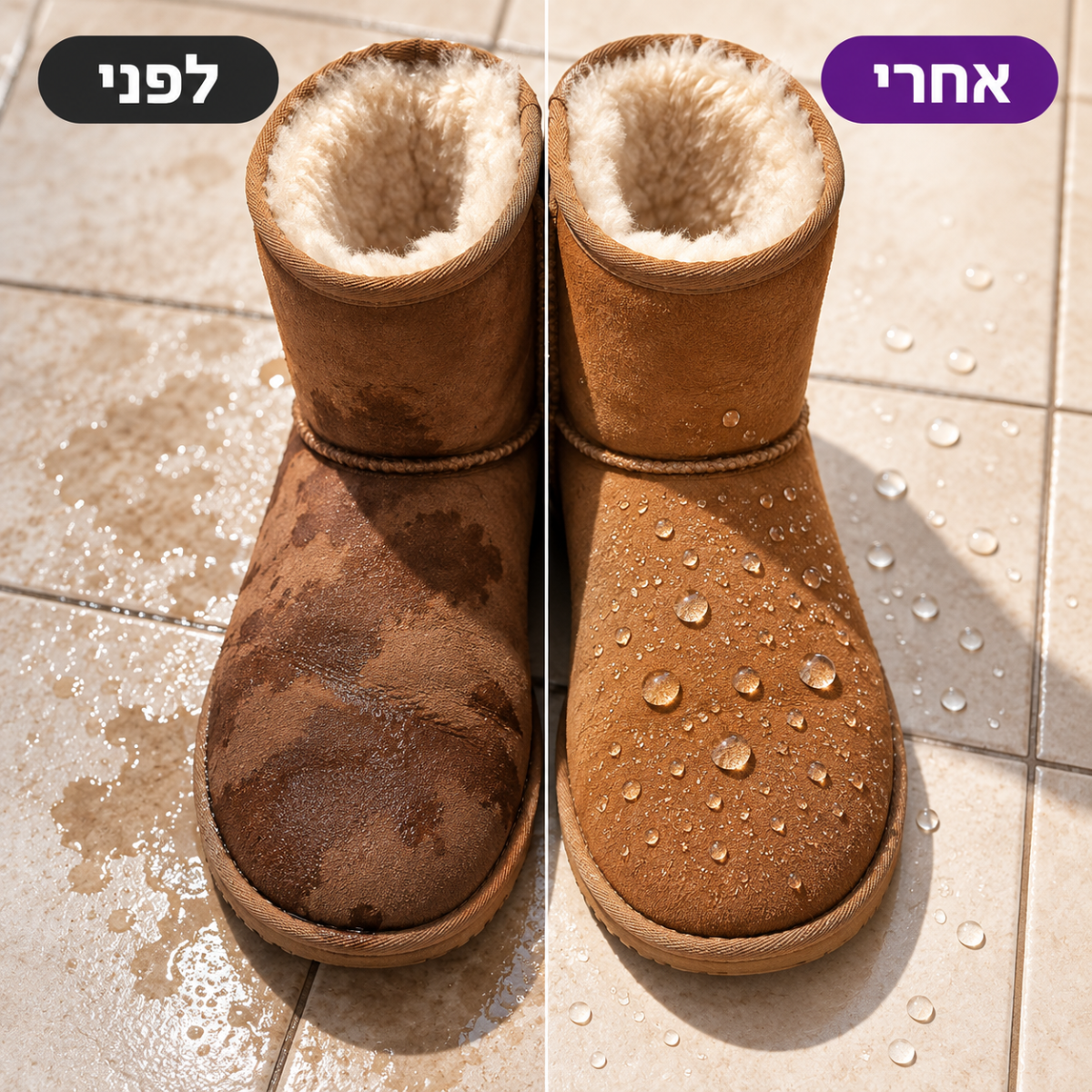 לפני ואחרי שימוש בתרסיס Kineshinex Protect